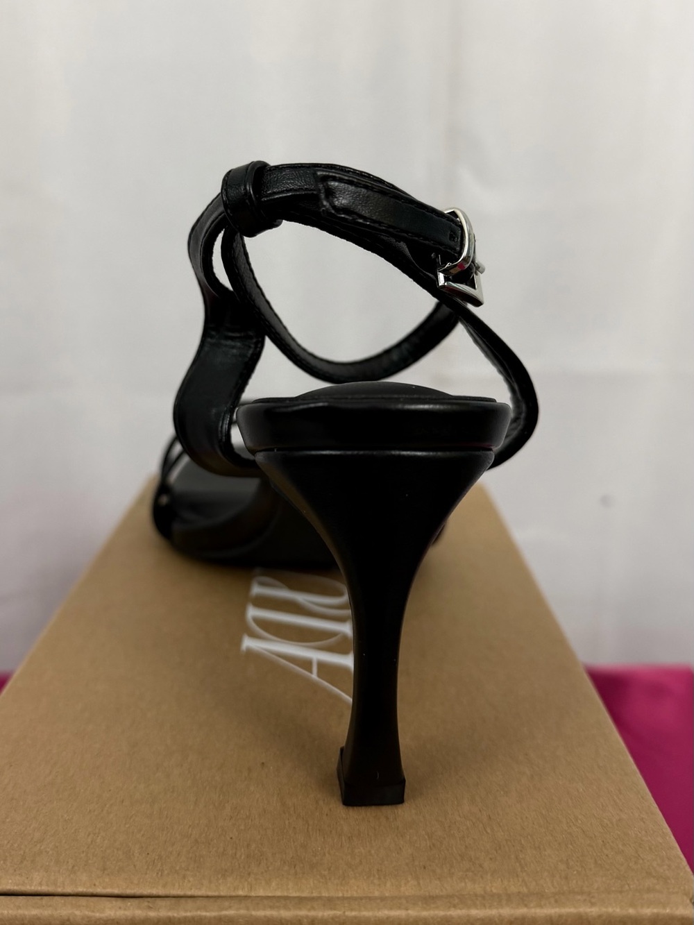 Black Ankle-Strap Square Toe 3” Short Stiletto Heel Sandals US 7 & 9.  NWT - Picture 9 of 15